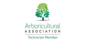 Logo of the Arboricultural Association, featuring a tree illustration above the text "Arboricultural Association Technician Member." Perfect for professionals like a tree surgeon in Edinburgh.