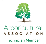 Logo of the Arboricultural Association featuring a green tree above the text "Arboricultural Association Technician Member," ideal for tree surgeon Edinburgh professionals.