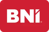 Red background with the text "BNI" in bold white letters, reminiscent of a professional tree surgeon signage in Edinburgh.